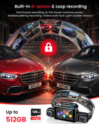 AI 4K Dash Cam Front and Rear, 360° View 4 Channel Camera for Car