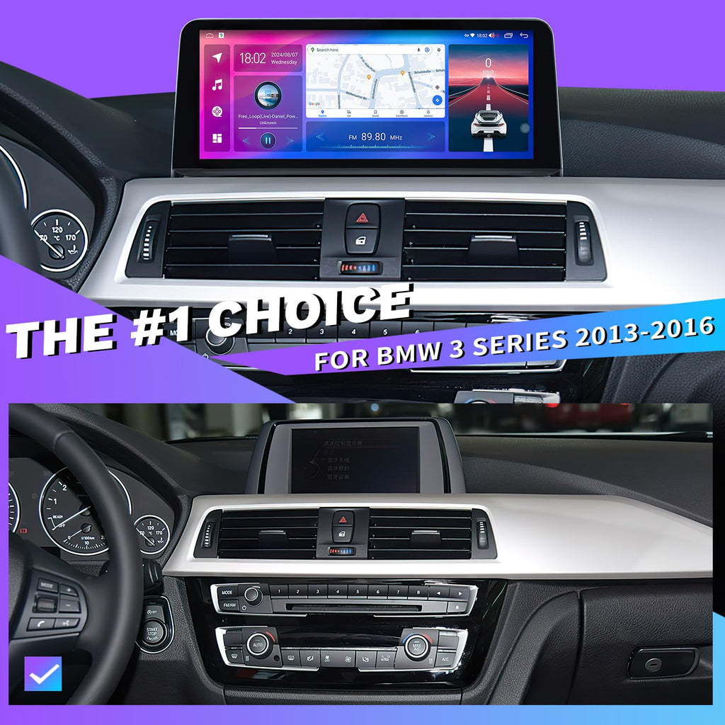 8 Core 8+128G for BMW 3 Series F30 F31 F32 2012-2016 Touchscreen Radio Upgrade: 10.25 Inch Screen Wireless CarPlay Android Auto Stereo Head Unit GPS Navigation SWC Backup Camera 320i/328i CIC NBT