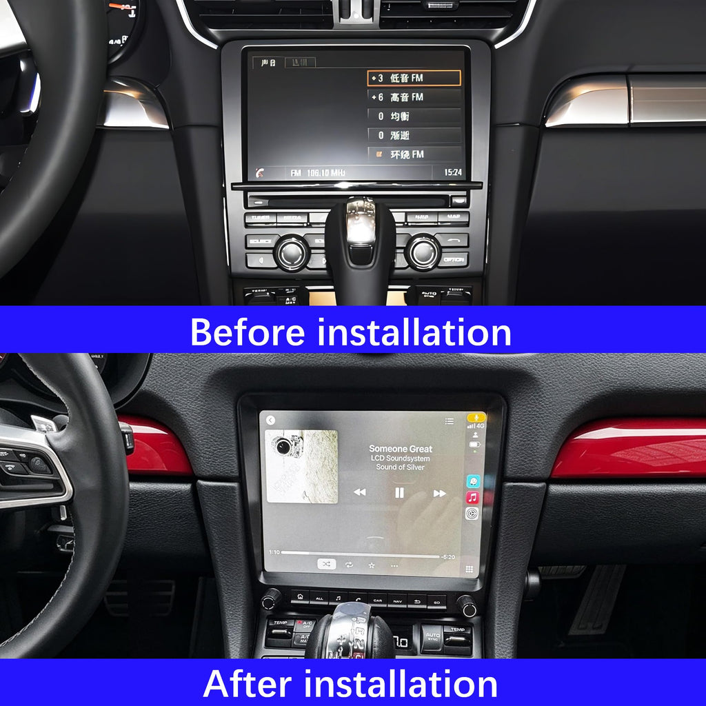 8Core 4G+64G Android 14 Car Stereo Radio for Porsche Cayman 911 Boxster 981 718 918 997 Turbo GT2 3 Carrera 2011-2020 Carplay GPS Navigation WiFi 4G Multimedia Player (with Fiber Optic Box)