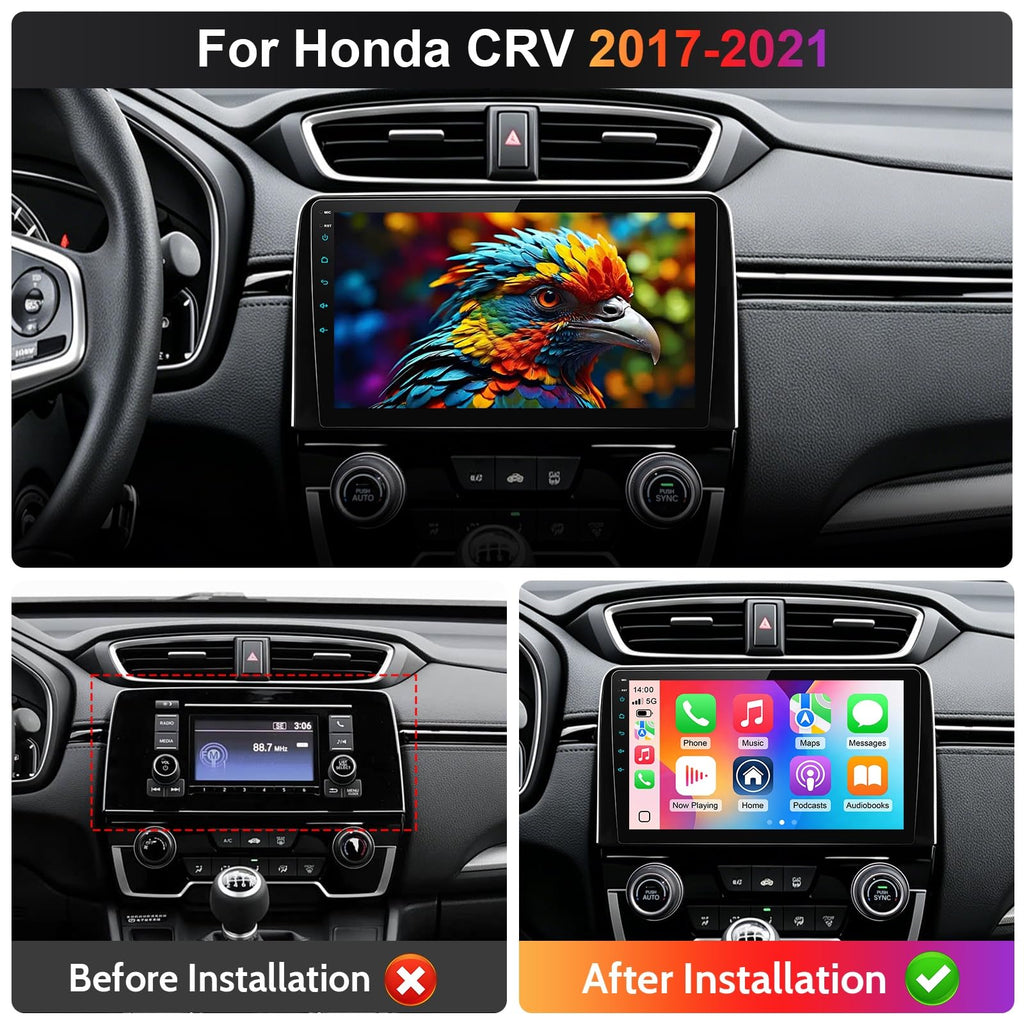 8 Core Car Stereo Radio for Honda CRV 2017-2021, 4+64G 10" QLED Touch Screen Car Radio with Wireless Carplay/Android Auto with WiFi GPS Navigation, Bluetooth, SWC/AM FM Radio