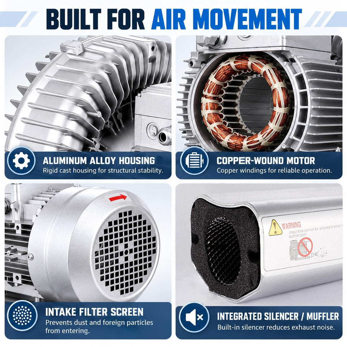 Industrial Suction Blower, Side Channel Air Pump for Air Extraction