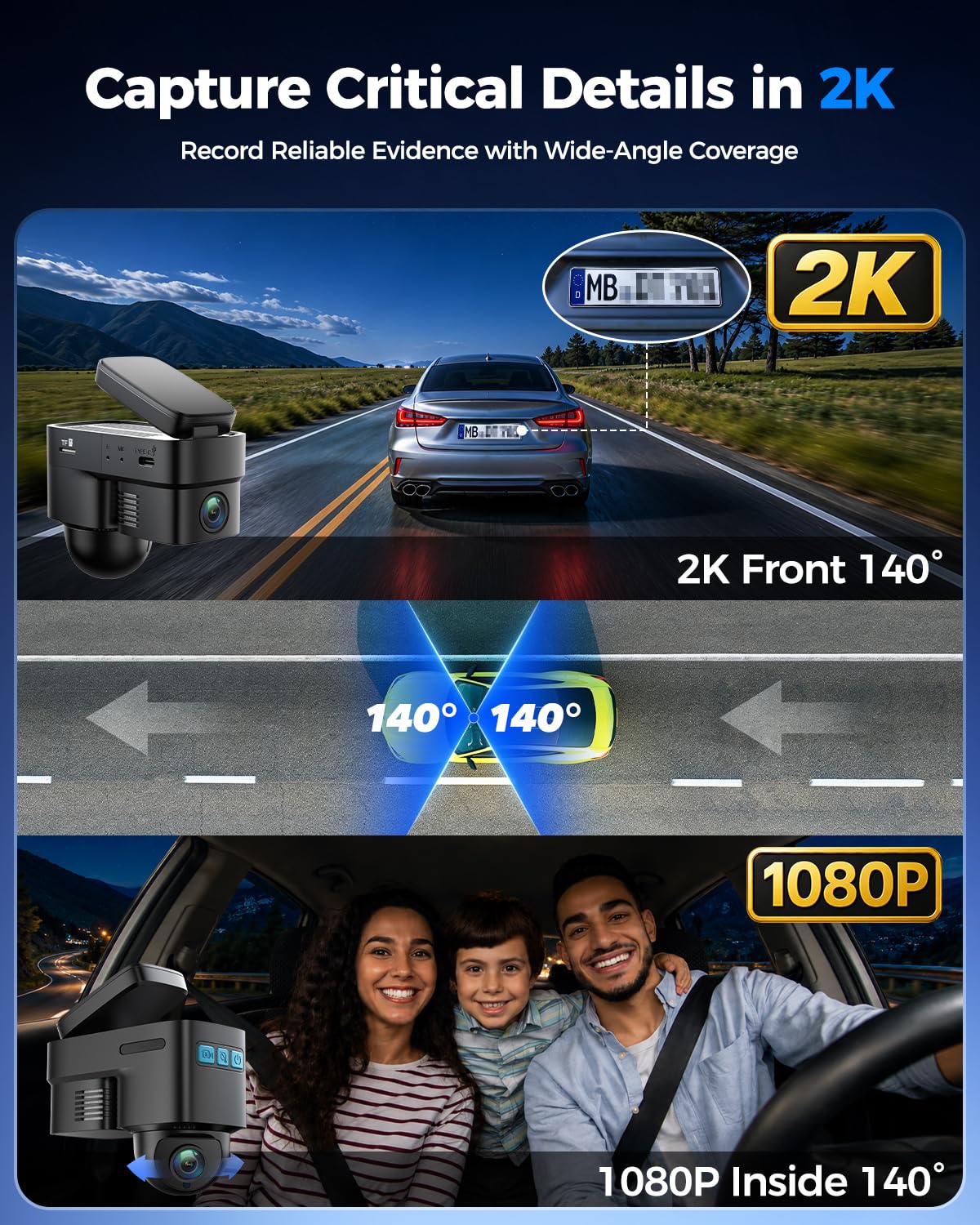 4G LTE Dash Cam Front and Inside,2K+1080P Car Secutrity Camera