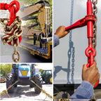 4Pcs Chain and Binder Kit, 3/8"-1/2" Ratchet Load Binders