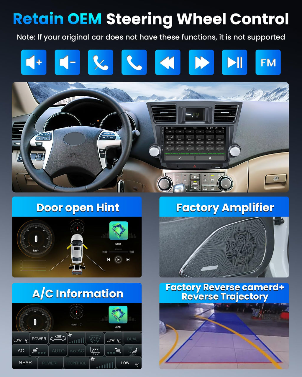 12-Core 6+128G DSP TDS for Toyota Highlander Radio 2008-2012: 10.2-inch Touchscreen Car Stereo The Host Supports 5G Wireless carplay Android Auto GPS Navigation 2.4G+5G WiFi 2 USB SWC BT5.0