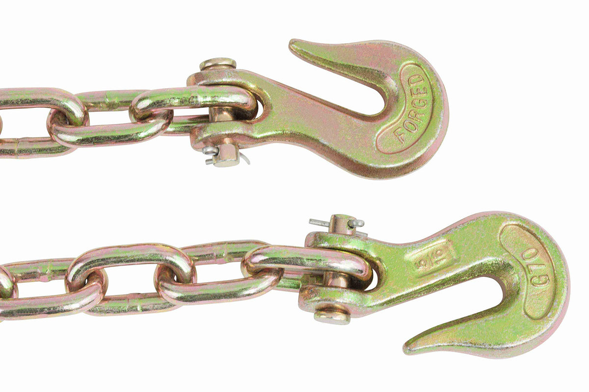 Mytee Products 5/16" Grade 70 Chain and Binder Kit | Includes (8) 5/16-3/8" G70 Lever Style Snap Binder & (8) 5/16" x 20' G70 Chain w/Grab Hooks | 5400 lbs Safe Load Limit for Truck & Flatbed Trailer