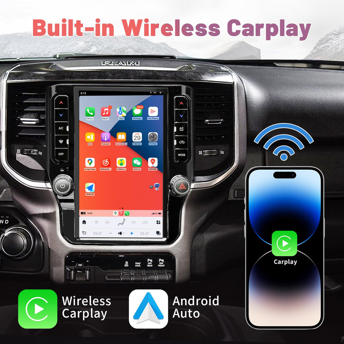 12' Car Radio for Ram1500/2500/3500New Body(2019-2025)Stereo Upgrade