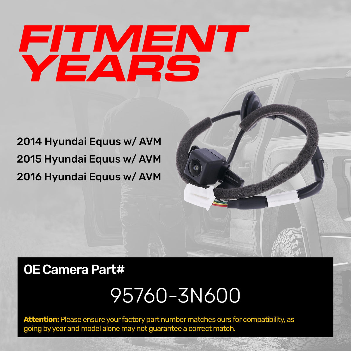 Master Tailgaters Replacement for Hyundai Equus w/AVM (2014-2016) Backup Camera OE Part # 95760-3N600