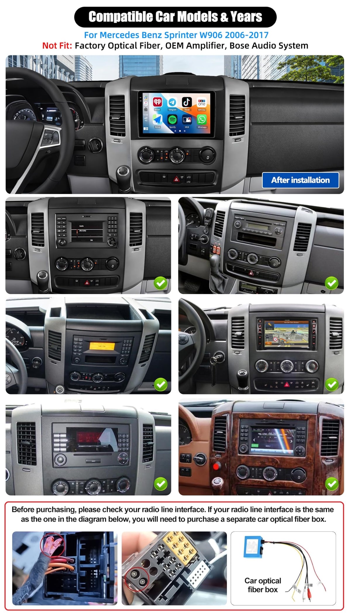 4G+64G Android 15 Car Stereo for Mercedes Benz Sprinter W906 2006-2016, Wireless CarPlay Android Auto 10 Inch 1280 * 720 in-Cell Touch Screen Radio with GPS Bluetooth FM Backup Camera
