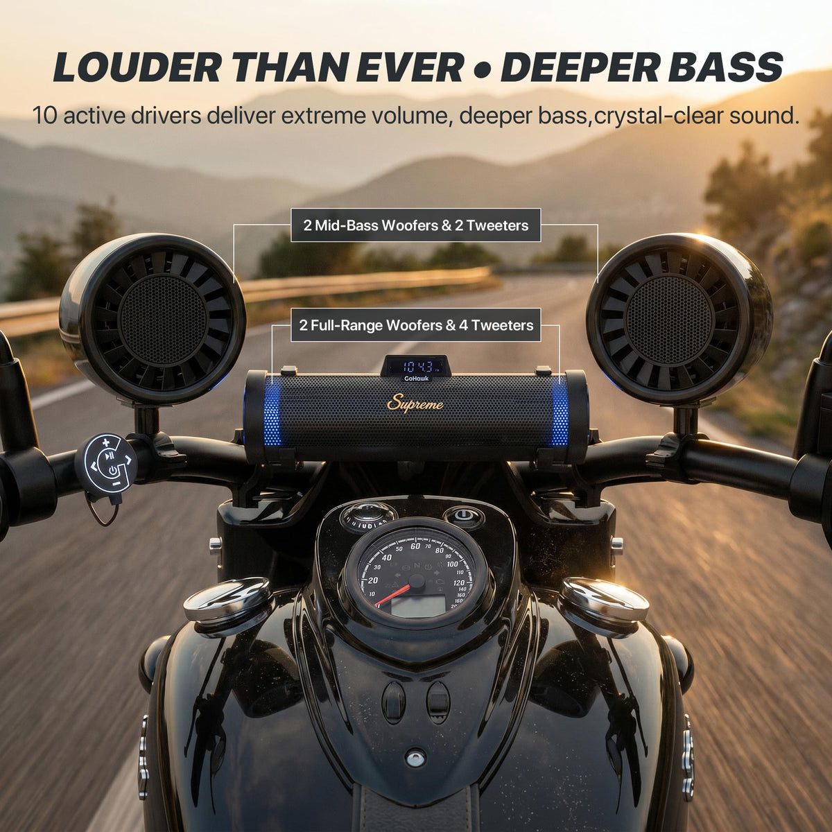 Bluetooth Motorcycle Speakers Waterproof 10-Speaker Motorcycle Radio