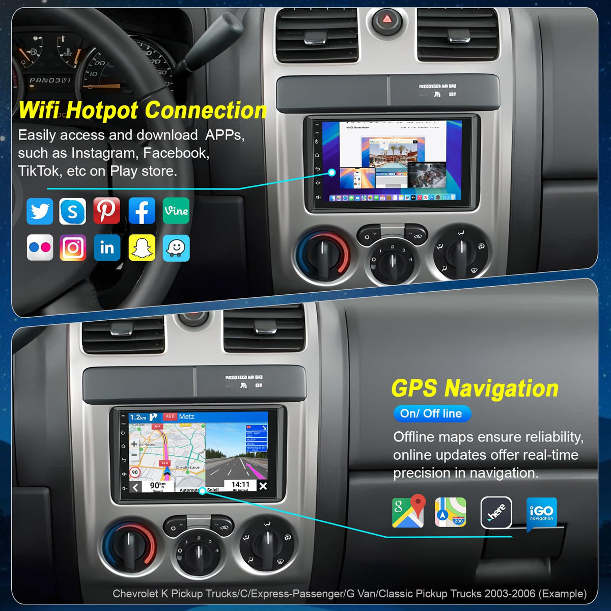 (4+128GB)Car Radio for 2003-2006 Chevrolet Chevy Silverado GMC Sierra Yukon