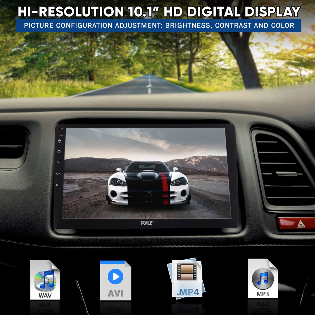 Pyle Double DIN Car Stereo Receiver - 6.95 Inch Back & 10 inch Monitor 1080P HD Touch Screen Bluetooth Car Radio Audio Receiver r - WiFi/GPS/AM/FM Radio, Mirror Link for Android/iOS