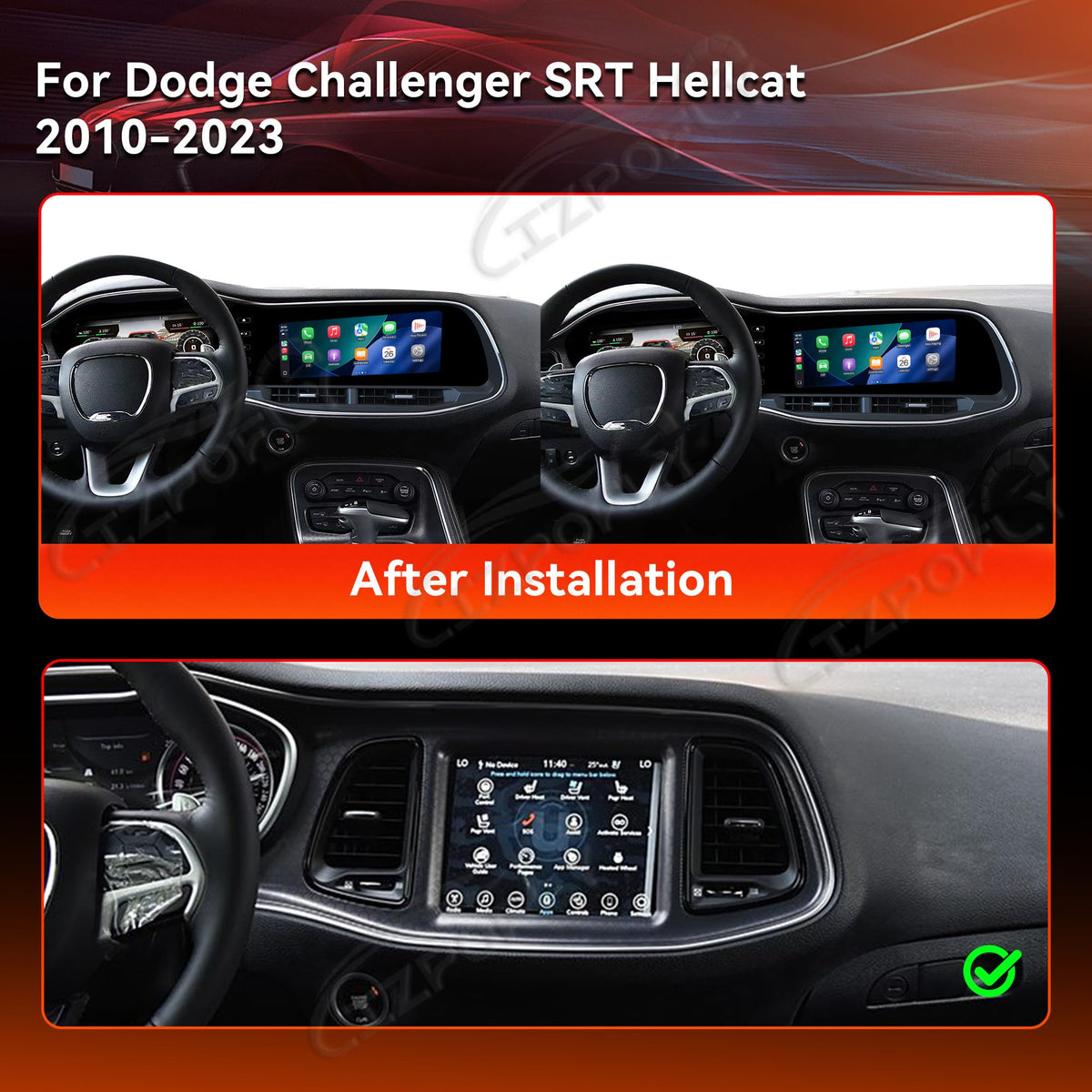 12.3Inch 8+256GB Android 13 Car Radio for Dodge Challenger SRT Hellcat 2010-2023 Head Unit Wirless Carplay GPS Navigation Screen Upgrade Multimedia Player Android Auto