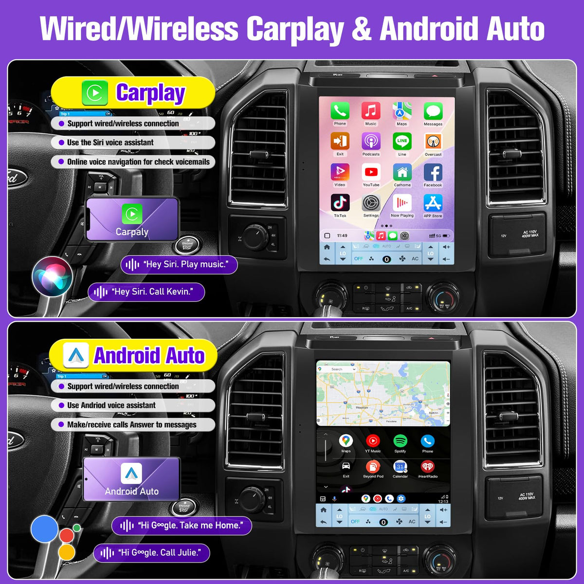 8Core 4+64GB Car Stereo Radio for Ford F150 2015-2020