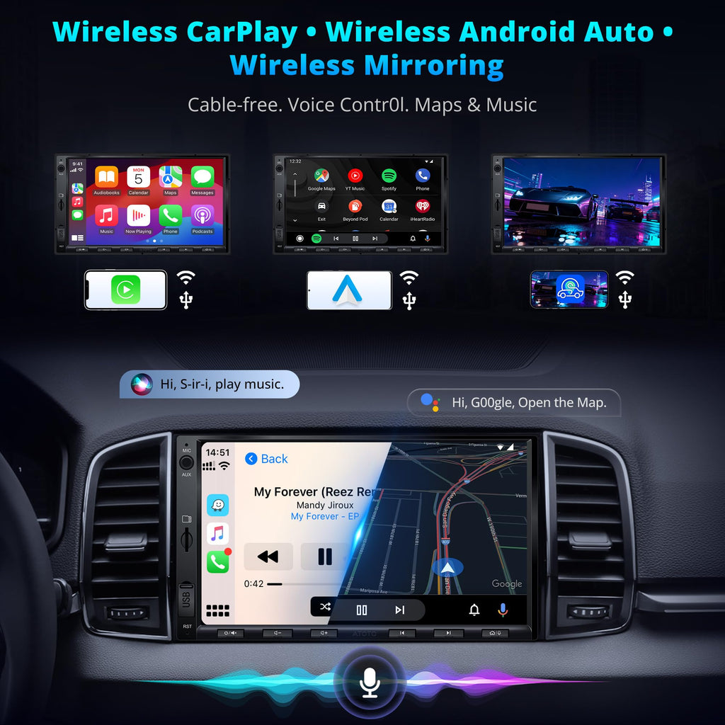 A5L 7inch Android Double DIN Car Stereo with OBD2 Scanner, Wireless CarPlay & Android Auto, 24 Band EQ, DSP, WiFi/BT/USB Tethering, 2G+32G Touchscreen Radio, AI Chat, HDMI Out, GPS/FM/AM