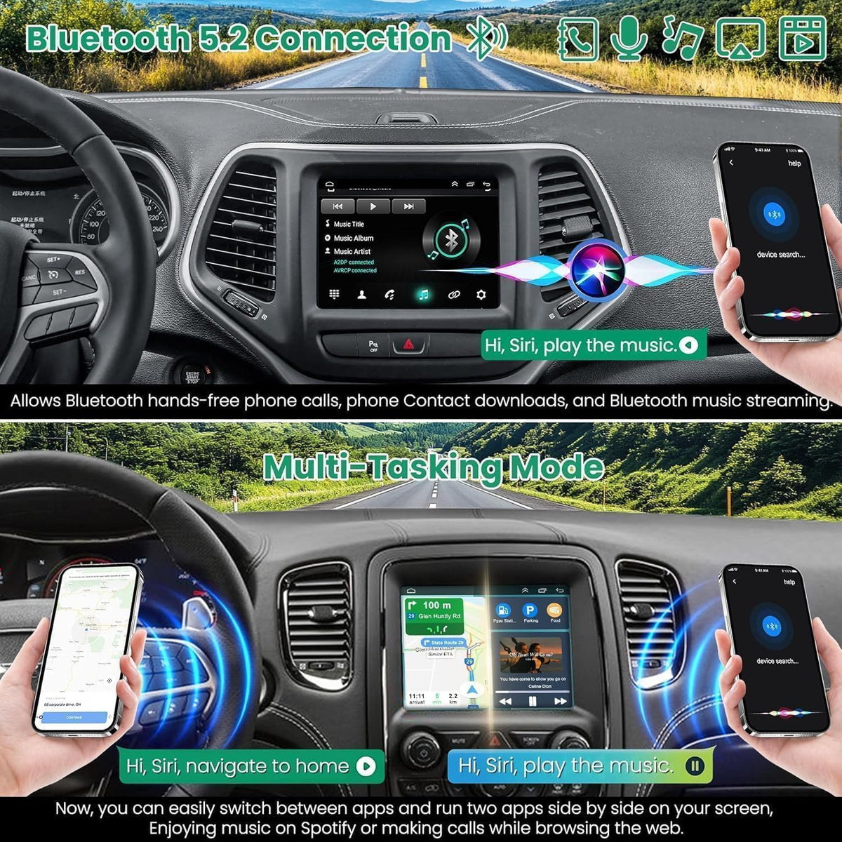 4G+64G Car Radio for Jeep Grand Cherokee 2014-2021, for Dodge Charger Challenger 2015-2023, Wrangler 2018-2020, for Dodge RAM 1500/2500/3500 2013-2018, Car Stereo, Carplay/Android Auto, GPS, Rear View