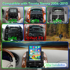 Android 15 Car Radio Stereo Compatible with Toyota Sienna 2004-2010,9.7 Inch Touchscreen,Car Stereo Support Wireless Carplay & Android Auto,Bluetooth/GPS/WiFi/Mirror Link/Backup Camera/SWC/FM