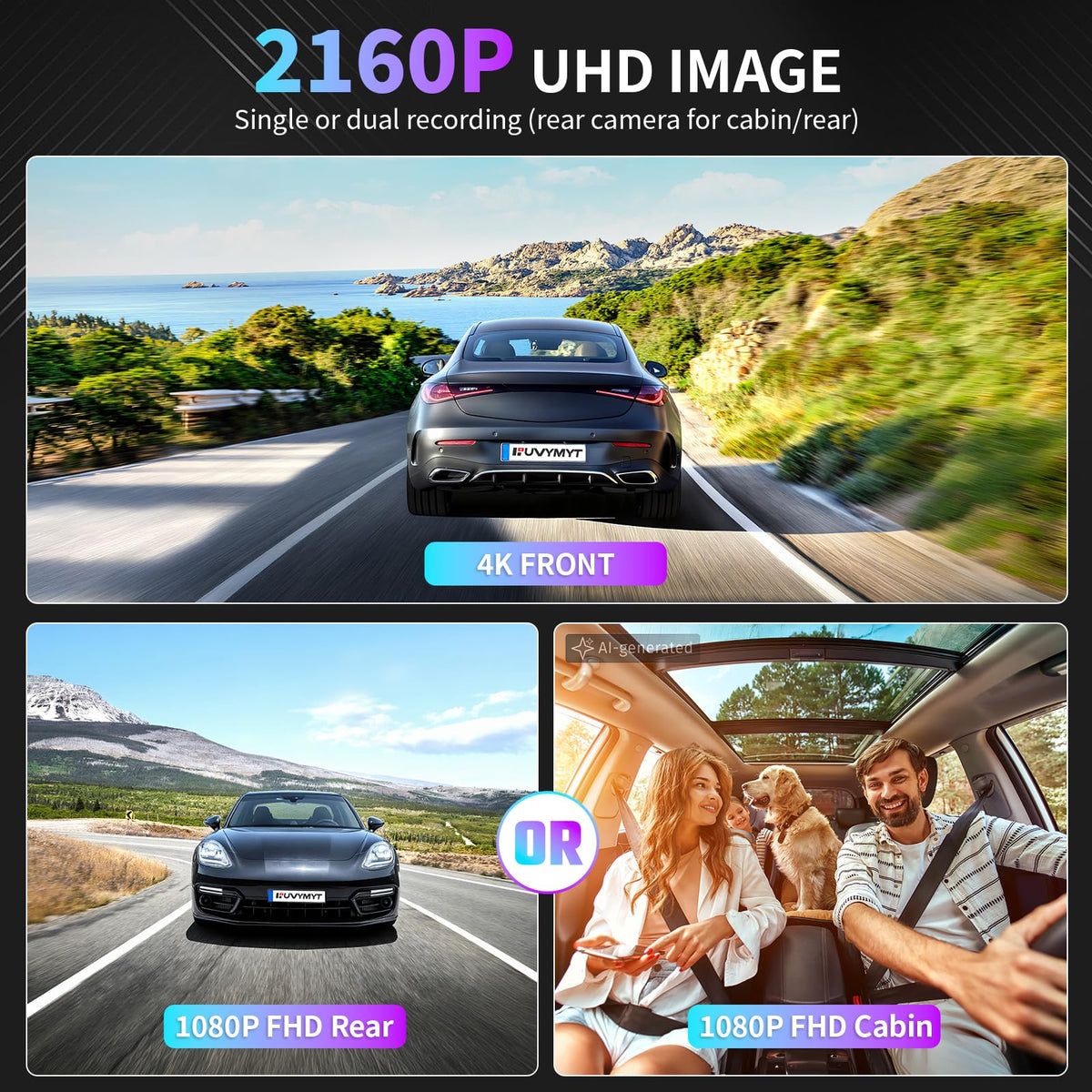 4K Dash Cam Front and Rear for Toyota RAV4 2022-2025 (Model B)