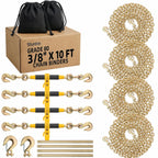Ratchet Load Chain Binders Set, 3/8"-1/2" Binders, 3/8" x 10FT G80 Chain
