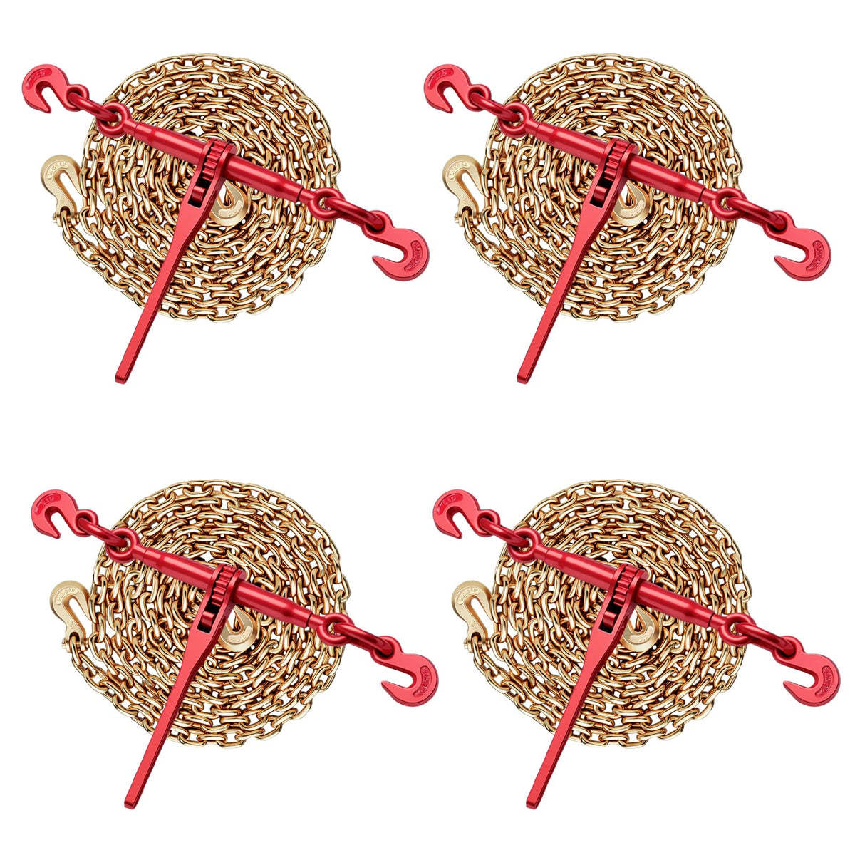 TUFFIOM 4Pcs 20ft Chain Kit & 3/8"-1/2" Ratchet Binder, 9215 Lbs G70-G80