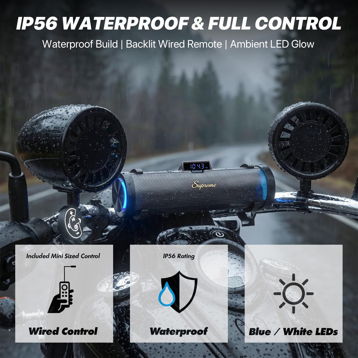 Bluetooth Motorcycle Speakers Waterproof 10-Speaker Motorcycle Radio