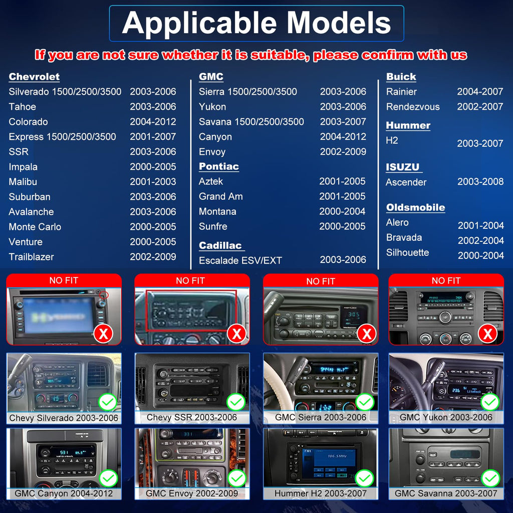 4+64G Upgrade Car Radio for Chevrolet Silverado 1500/2500/3500 2003-2006, GMC Sierra 1500/2500/3500 2003-2006, 7" Colorado Express Impala Stereo Touchscreen CarPlay Android Auto GPS FM Camera 5GWifi