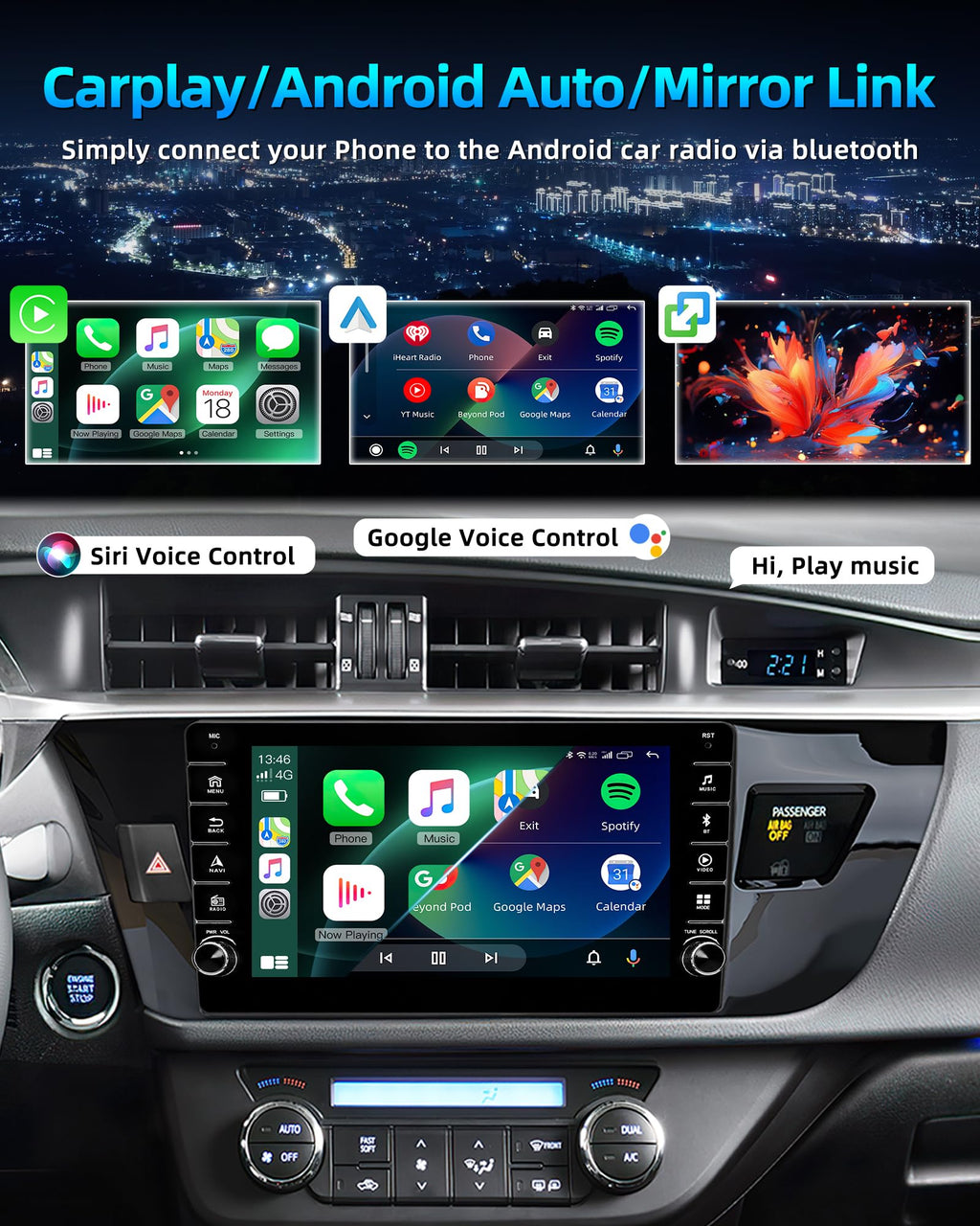 Android 15 Car Radio for Toyota Corolla 2014-2016: 8 Core 32G ROM
