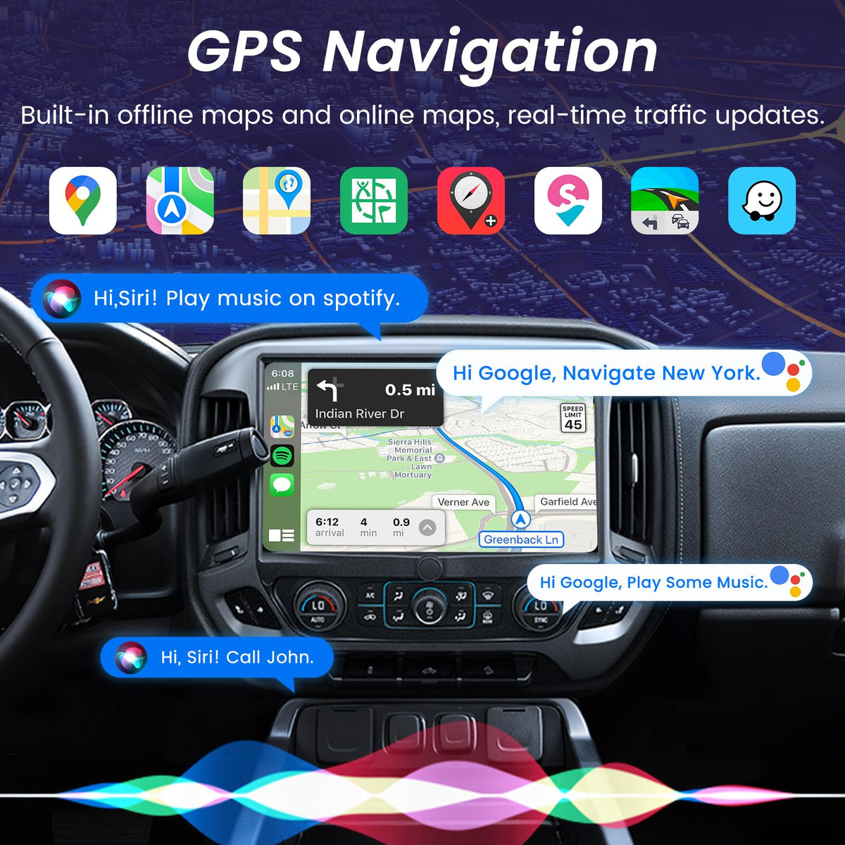 13.1-Inch 8+128GB Car Radio for 2014-2018 Chevy Silverado: GMC Sierra Android 15 Head Unit - 2K QLED FHD Touchscreen Replacement Wireless CarPlay Android Auto GPS WiFi 1080P Camera