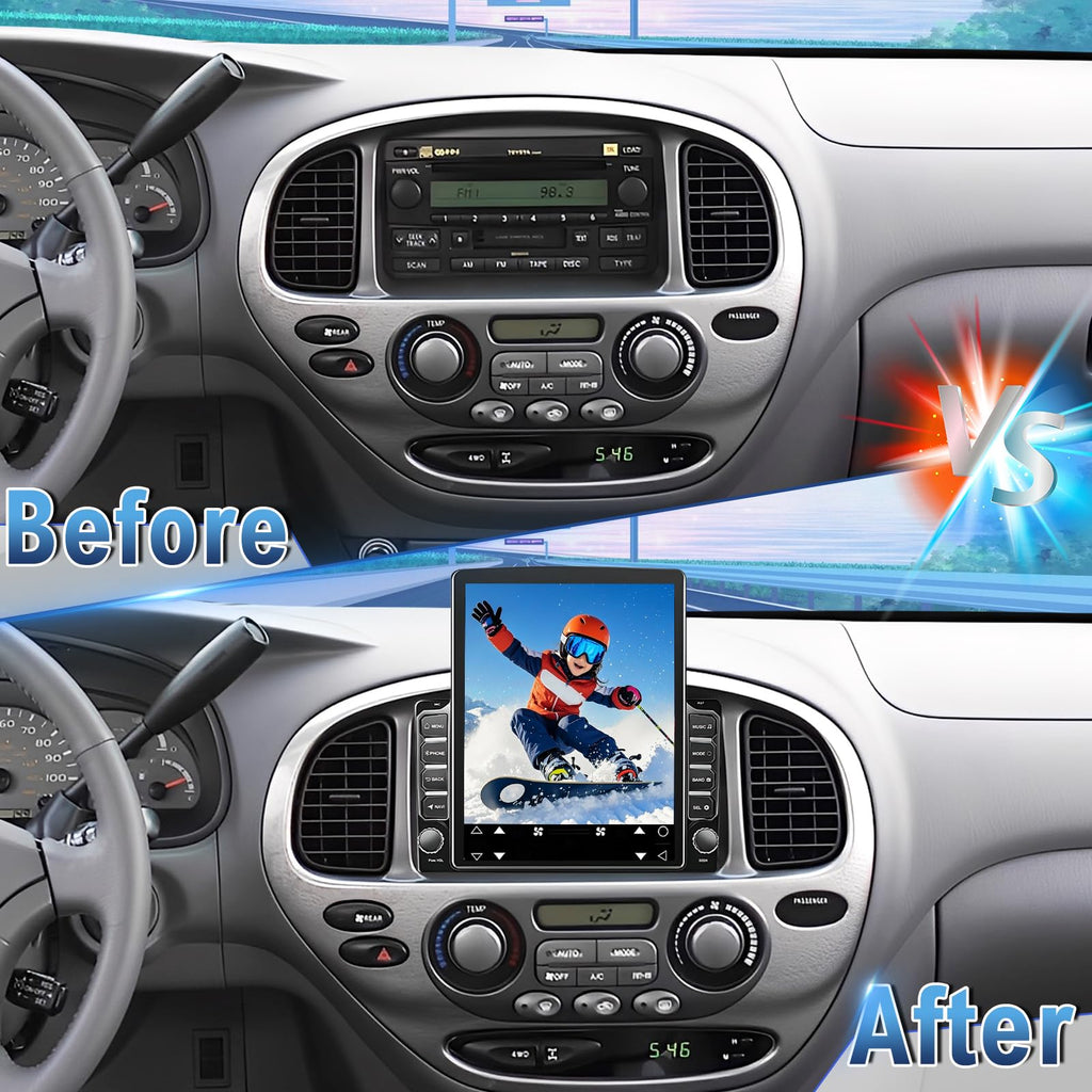 9.7" Double Din Car Stereo Radio for Toyota Tundra 2000-2006,Android 15 Double Din Touchscreen w/Wireless Carplay Android Auto GPS WiFi Bluetooth DSP SWC Mirrorlink Mic Backup Camera