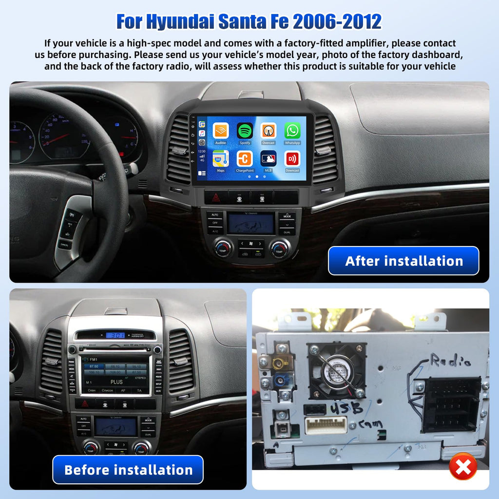 [4+64G] 8-Core Qualcomm Car Stereo for Hyundai Santa Fe 2006-2012
