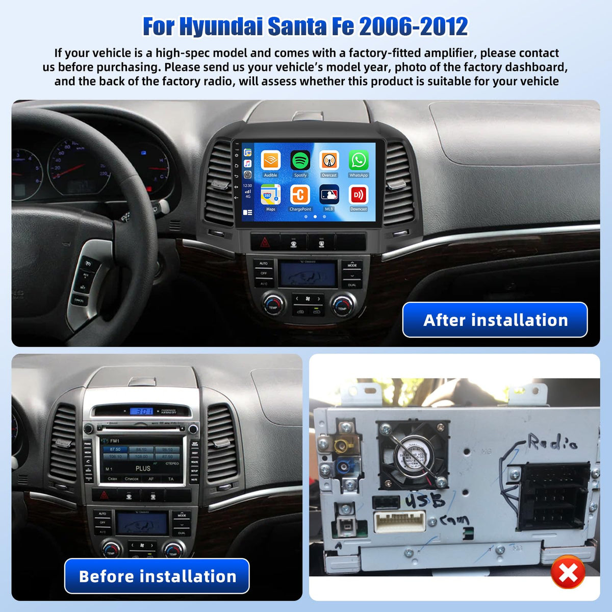 [4+64G] 8-Core Qualcomm Car Stereo for Hyundai Santa Fe 2006-2012