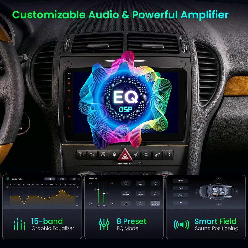XTRONS Android 14 Car Stereo for Mercedes Benz SLK Class R171 2004-2011, 9 Inch IPS Touch Screen Car Radio GPS Navigation Bluetooth Built-in DSP Head Unit Wireless CarPlay Android Auto (4+64GB)