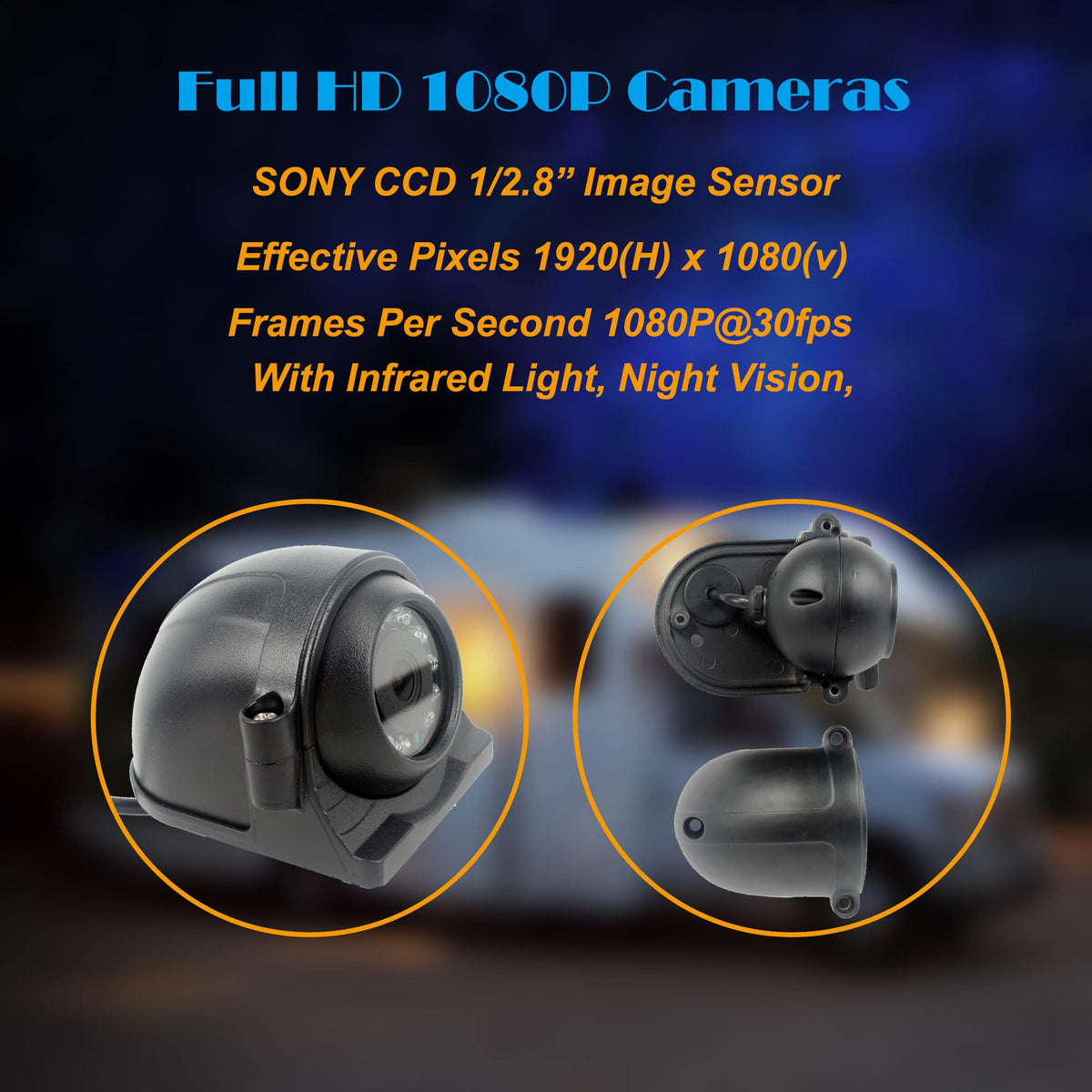10 inch digital monitor 1080P HD Rear View Camera System with Wired, HD DVR Recorder, 4 Channel Input, Quad Split Screen, 4X 1080P Heavy Duty Waterproof Backup Side View Camera for RV Trailer