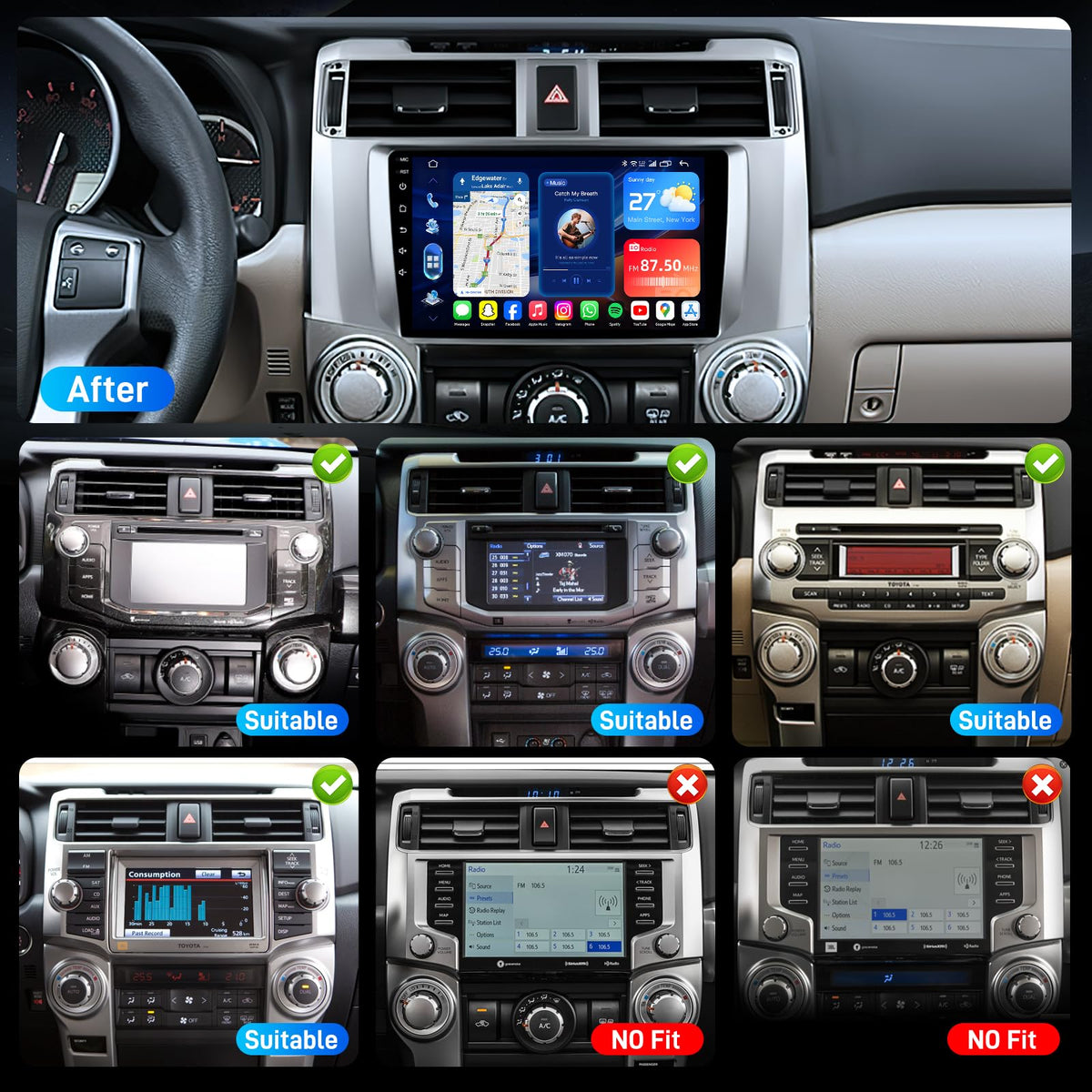 8Core 32GB ROM Android 15 Car Radio for Toyota 4Runner 2010-2019