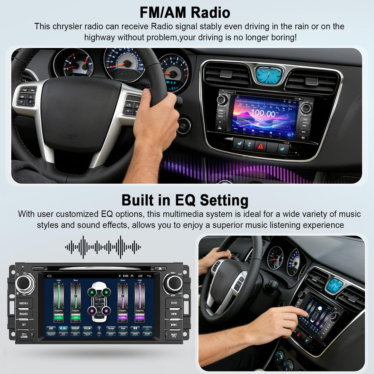Car Radio Stereo with CD/DVD Player for Chrysler 200 200C (2011 2012 2013 2014),7 Inch QLED Touchscreen Head Unit with CarPlay & Android Auto,Bluetooth & GPS Navigation,Backup Camera& FM/AM Radio
