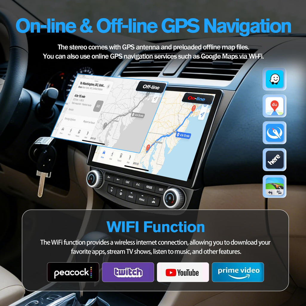 [4+64G ROM] Car Radio with 7inch Android 13 Touch Screen Radio with Wireless Carplay Android Auto GPS Bluetooth WiFi SWC FM RDS Mirror Link Backup Camera for GMC Savana 2008-2019