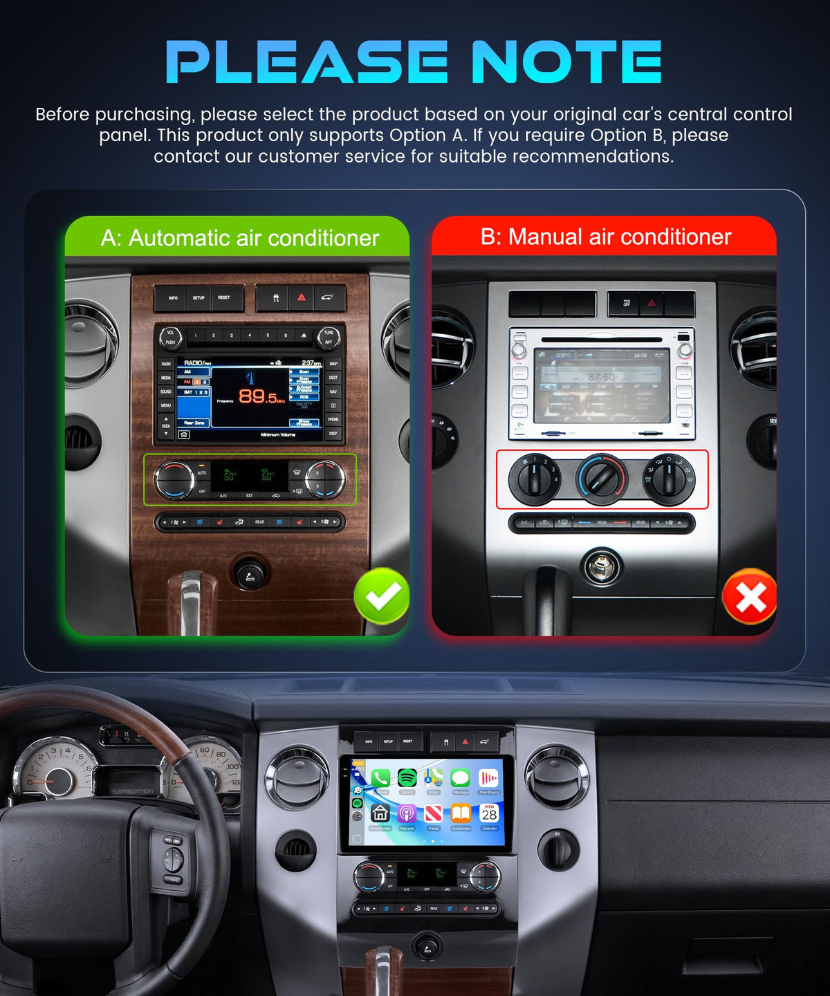 4G+64G Android 15 Car Stereo for Ford Expedition 2007-2014 (Automatic A/C)