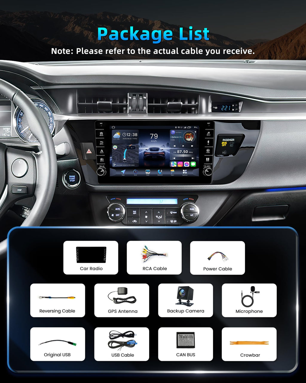 Android 15 Car Radio for Toyota Corolla 2014-2016: 8 Core 32G ROM