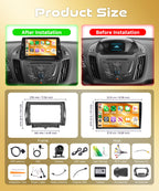4G+64G Android Car Radio for Ford Escape 2013-2019 with Wireless CarPlay Android Auto, 9 Inch Touchscreen Car Stereo Mirror Link GPS Navigation WiFi Bluetooth FM RDS EQ SWC Backup Camera
