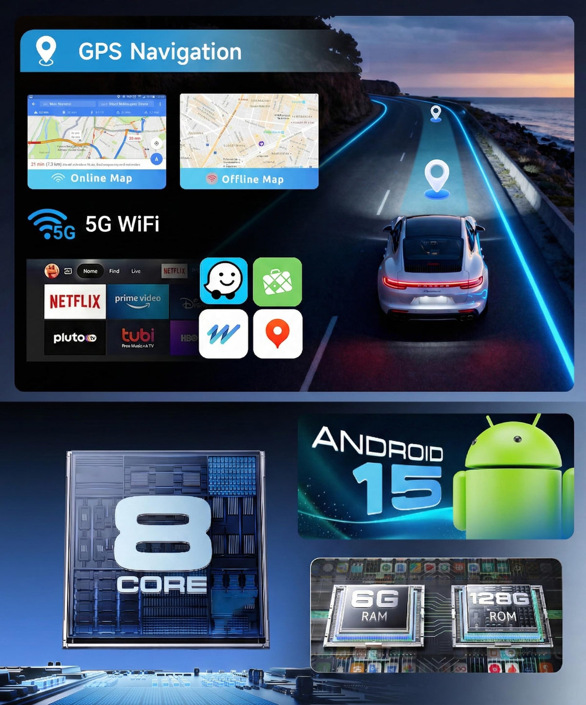 8 CORE 6G+128G for Toyota Sienna 2011-2014 Car Radio with Wireless Carplay