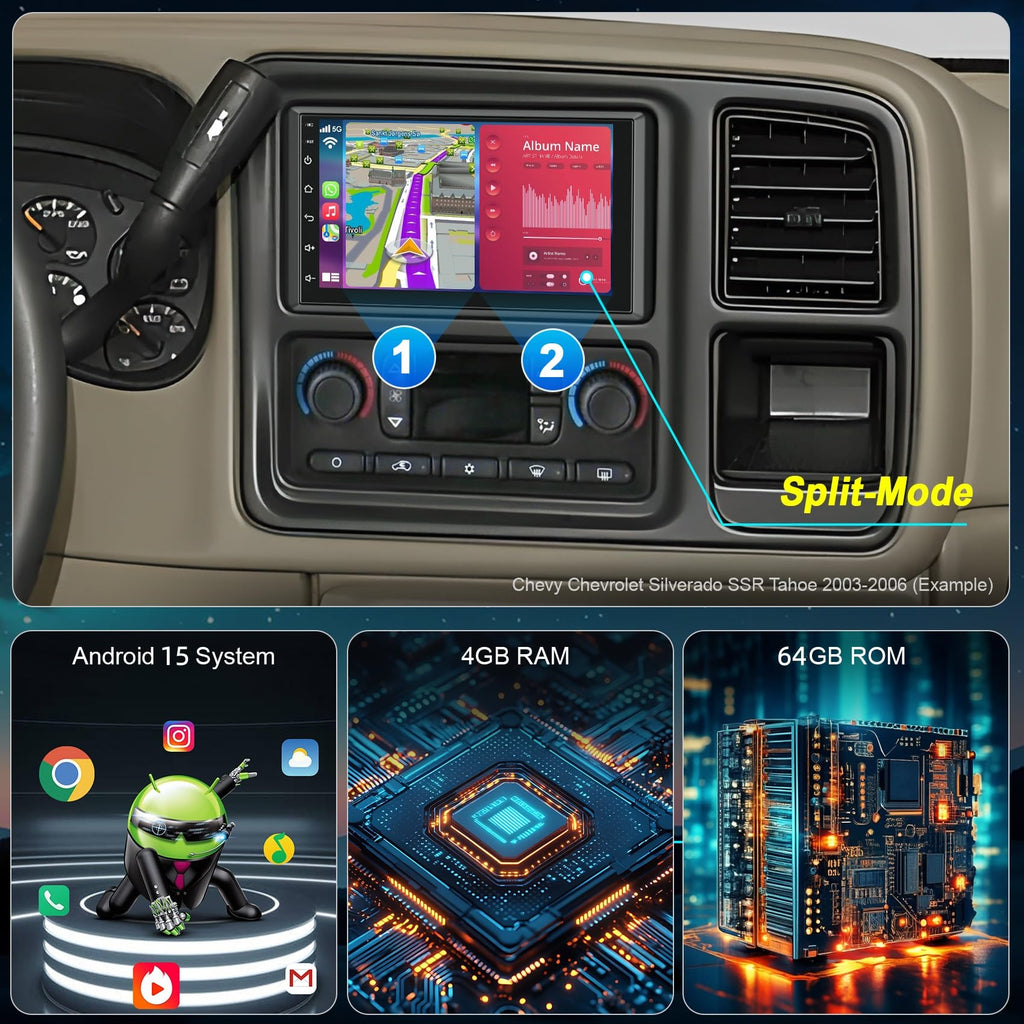 (4+128GB)Car Radio for 2003-2006 Chevrolet Chevy Silverado GMC Sierra Yukon