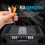 4-Channel Vehicle Audio Amplifier - 300 Watts D Class High-Powered Mono Amplifier w/Subsonic Filter & Low Pass Filter Stable @ 1 Ohm, LED Indicators, Sound Specialization - Banda 1200.41OHM