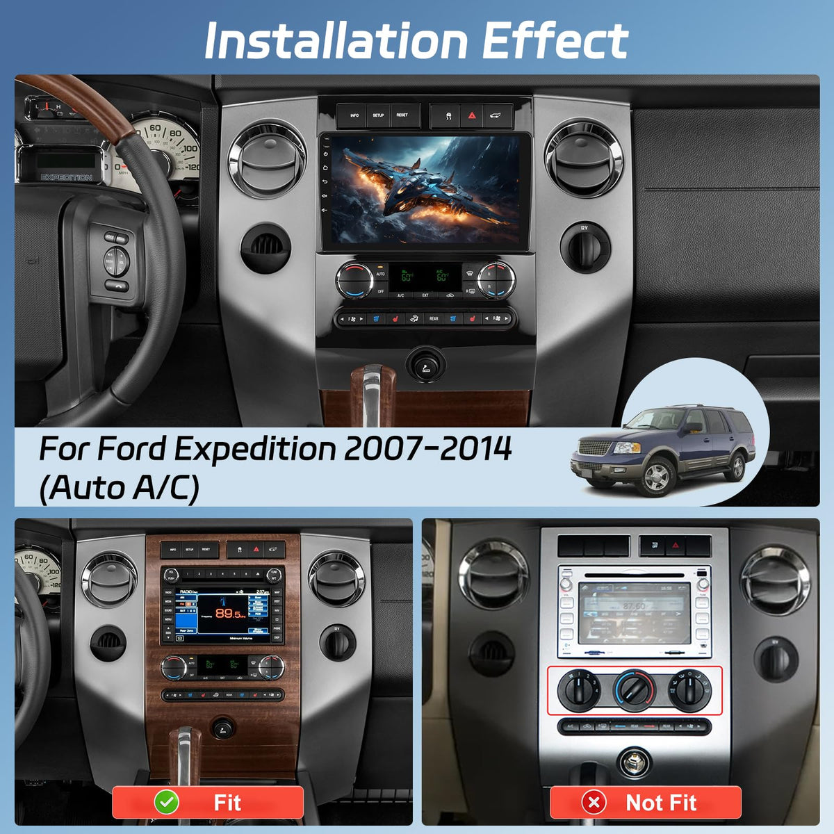 Car Radio for Ford Expedition 2007-2014(Auto A/C) Carplay and Android Auto