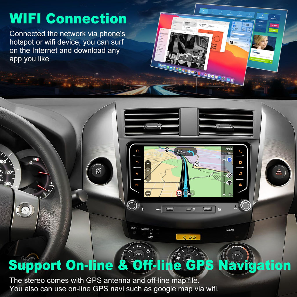 8Core+128G Car Radio for Toyota RAV4 2006-2012, Android 15 GPS Navi Stereo