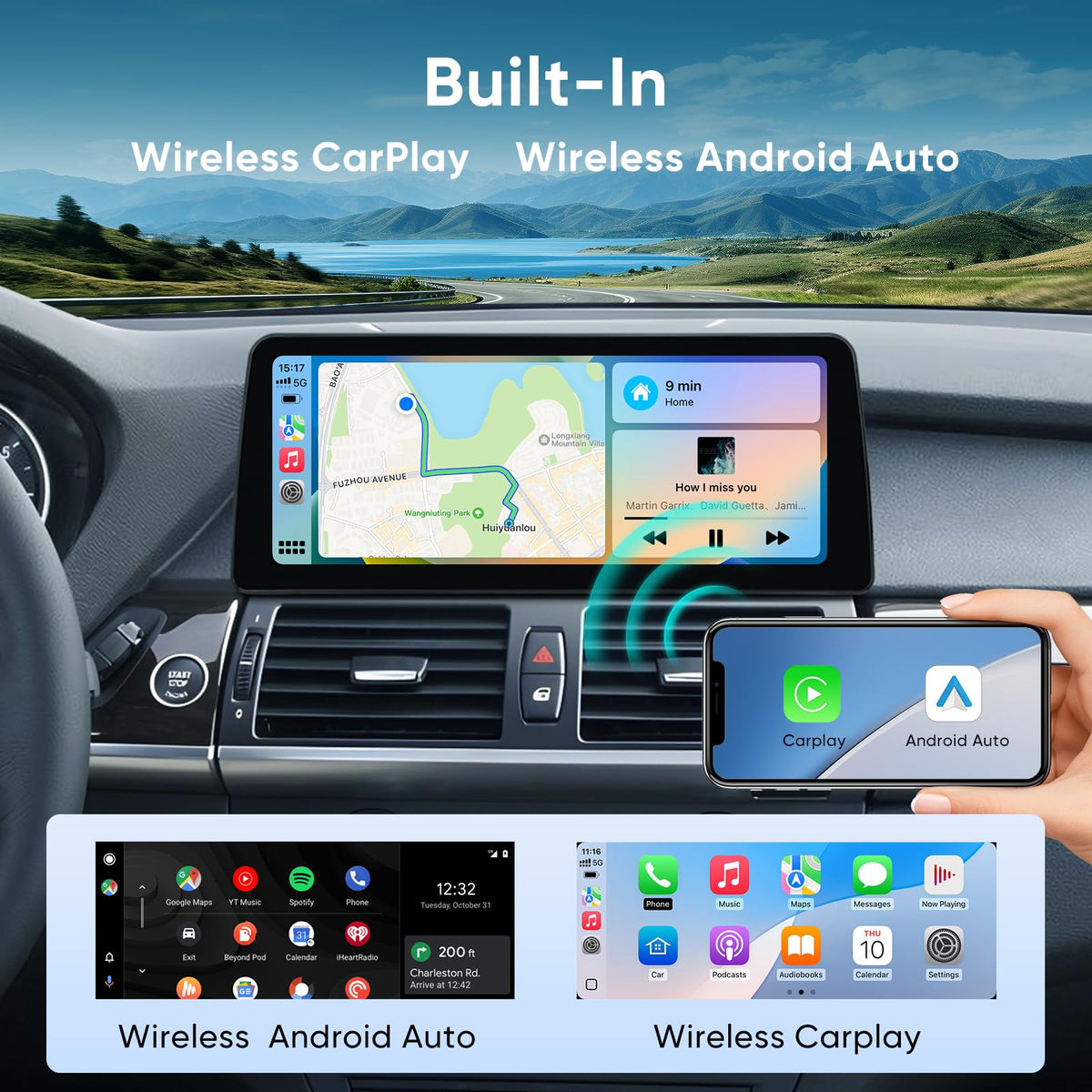12.3 inch Touch Screen for BMW X5 X6 CIC E70 E71 (2011-2013) Wireless CarPlay Android Auto Upgrade Factory Car Radio Retain Original Amplifier Stereo Sound System
