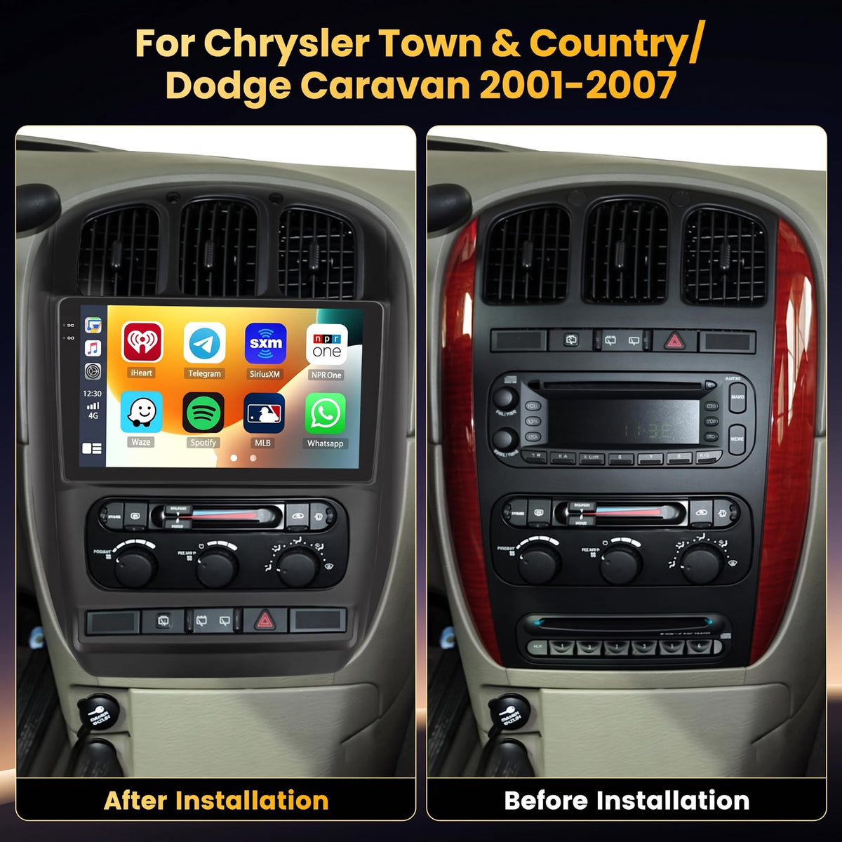 4+128GB Android Car Radio for Dodge Caravan Chrysler Town&Country 2001-2007
