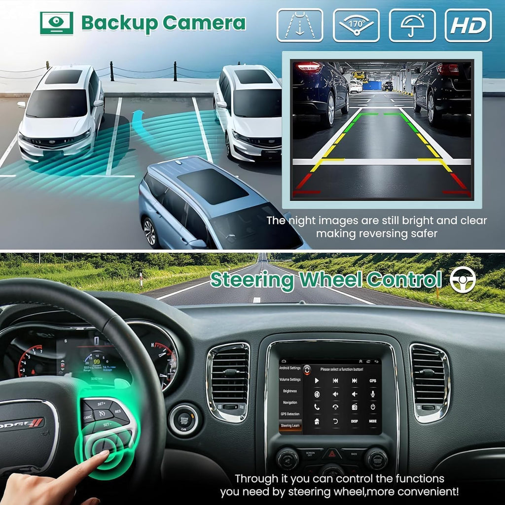 4G+64G Car Radio for Jeep Grand Cherokee 2014-2021, for Dodge Charger Challenger 2015-2023, Wrangler 2018-2020, for Dodge RAM 1500/2500/3500 2013-2018, Car Stereo, Carplay/Android Auto, GPS, Rear View