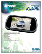 Voyager VOM74MM Rearview Mirror Monitor, 7inch TFT LCD Display w/ Highly-reflective Glass Surface Serving as When Back-Up Camera is not Active, 3 Inputs, Built-In Speaker Black (Renewed)