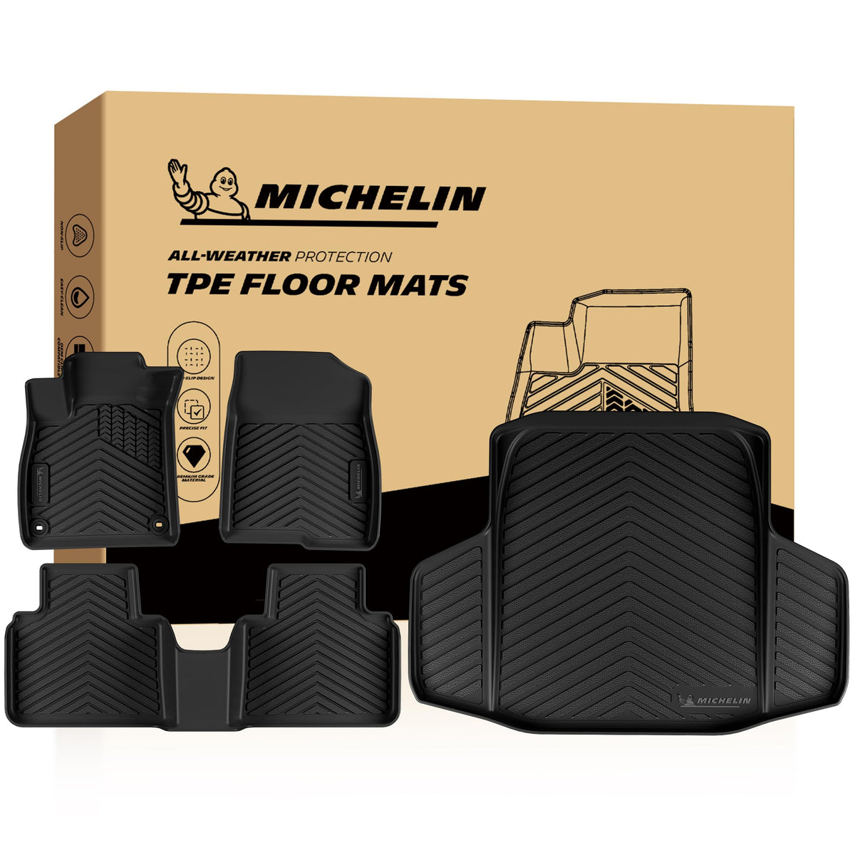 Michelin Vehicle Mats for 2016-2022 Honda Pilot 8-Seat Floor Mats