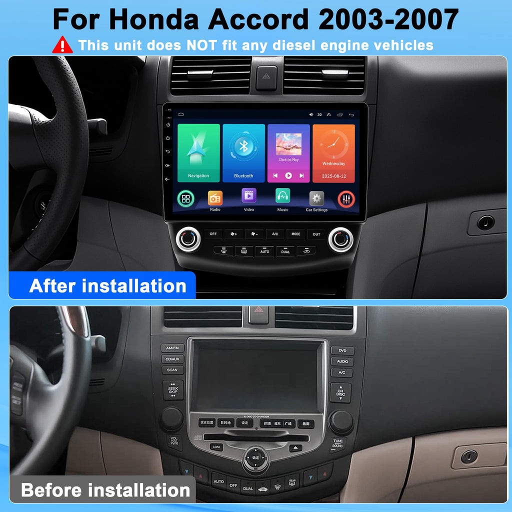 Car Radio Stereo for Honda Accord 2003-2007: 8 Core 4G+64G