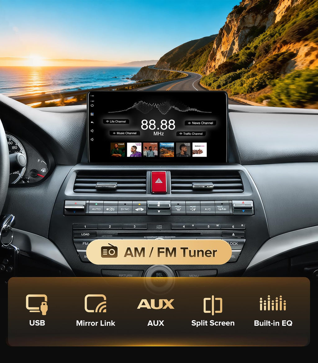 10" Wireless CarPlay Radio for Honda Accord 2008-2013 Car Stereo Head Unit